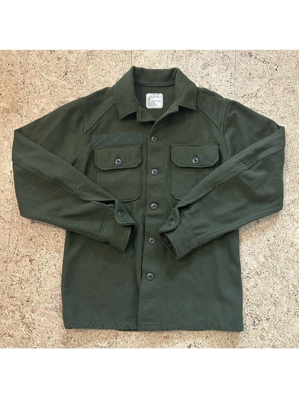 Vintage Army Military OG 108 Olive Green Wool Field Button Up Shirt Small